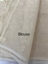 Moonga checks saree with embroidery MSH219 Ivory