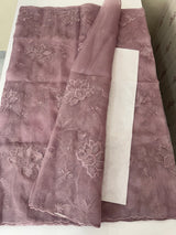 Glass organza saree with applique work- MSHW229