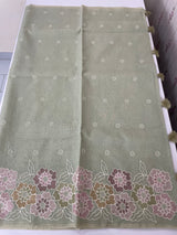 Soft Kota tissue silk saree with embriodery work MS49887 Pastel DuskyGreen