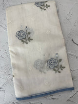 Lightweight Supernet saree with cross stitch embroidery MS142
