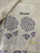 Blended soft tussar saree with embriodery - MS8669 PearlCream