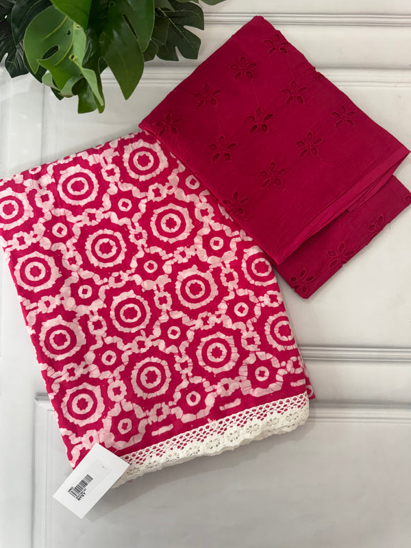 Pure cotton saree with Hakoba blouse SFNYSY DarkPink