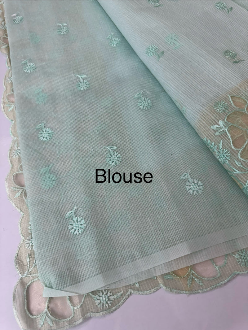 Soft kota silk saree with applique work MS85432 LightBlue