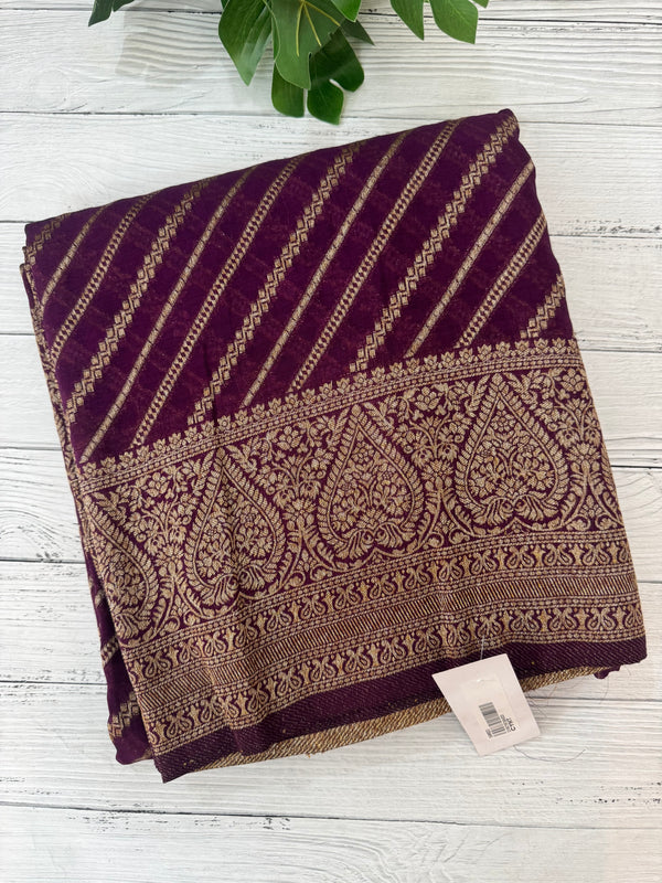 Semi banarasi Khaddi Georgette saree - MS1499 Wine