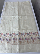 Blended tussar saree with embriodery - MS8665 Cream