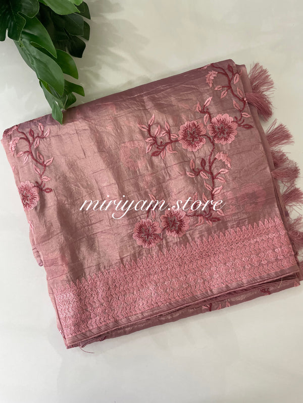 Metallic crush organza saree - MCOS621 OnionPink