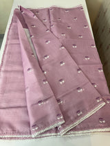 Soft kota checks saree with embroidery - MS9898 Lilac