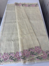 Phulkari NetKota embroidery saree - MSH107 Offwhite to PinkLavender