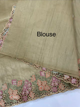 Blended tussar saree with cutwork border- MSHK695