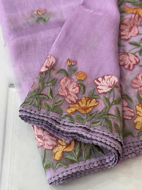 Tissue Organza saree MS14717 - Lavender