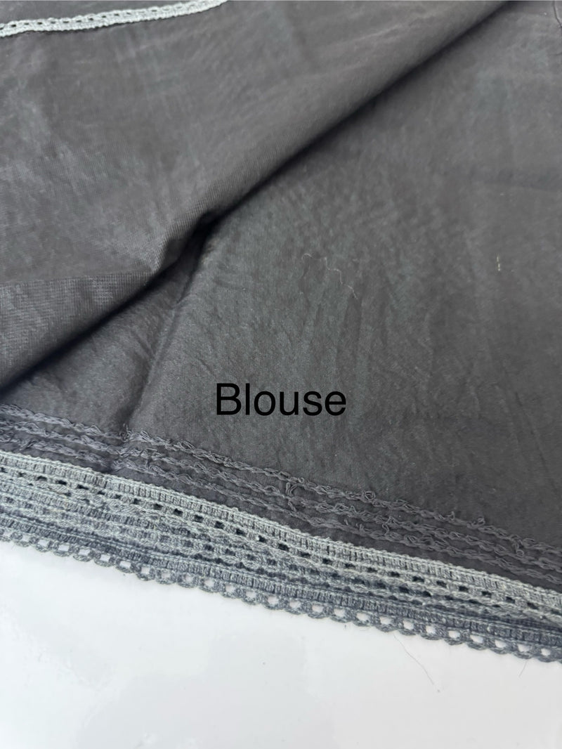 Supernet saree with crochet work and lace border MCJ5433 Black