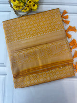 Brocade Banarasi silver weaving soft silk saree MS126771 MangoYellow