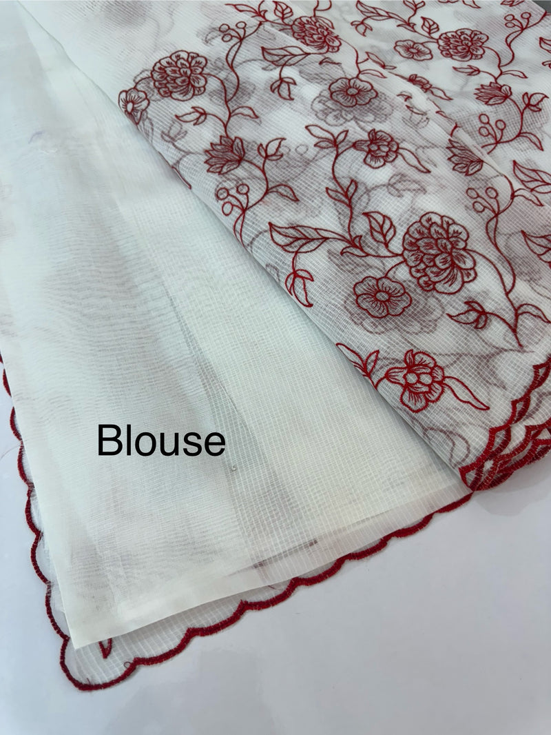 NetKota embriodery saree  MSH119 Red & White