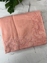 Striped Mul chanderi saree with applique borders MSH987 - Peach