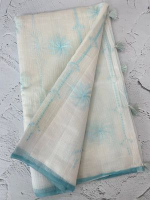 Soft Netkota saree with cross stitch embroidery MSH210