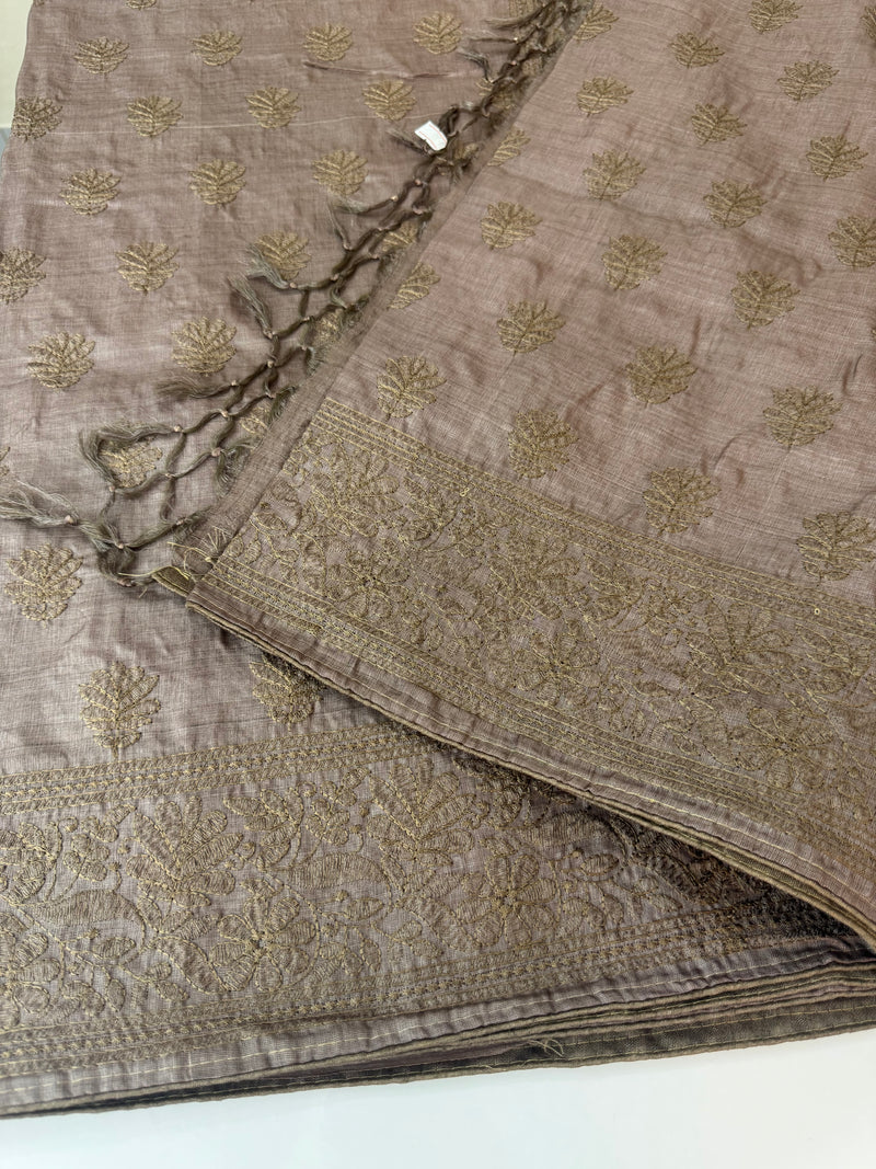 Pure desi tussar silk saree with chikankari embroidery - MTSS662