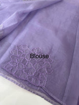 Semi organza saree with embroidery & scallop border - MSH901 Purple