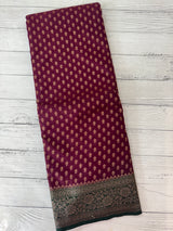 Banarasi viscose Georgette saree MKGS611- Wine to BottleGreen