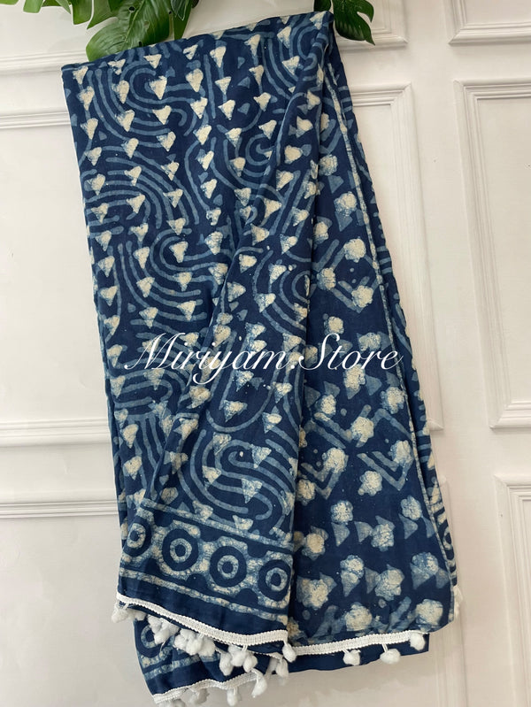 Indigo pure cotton saree SBHB8