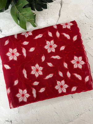 Kota Moonga checks Applique work saree  MSH141(3)- Red
