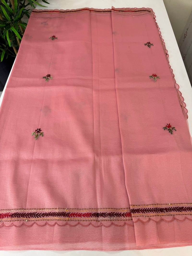 Crush organza-georgette saree with Kanta embriodery MS9761 Pink