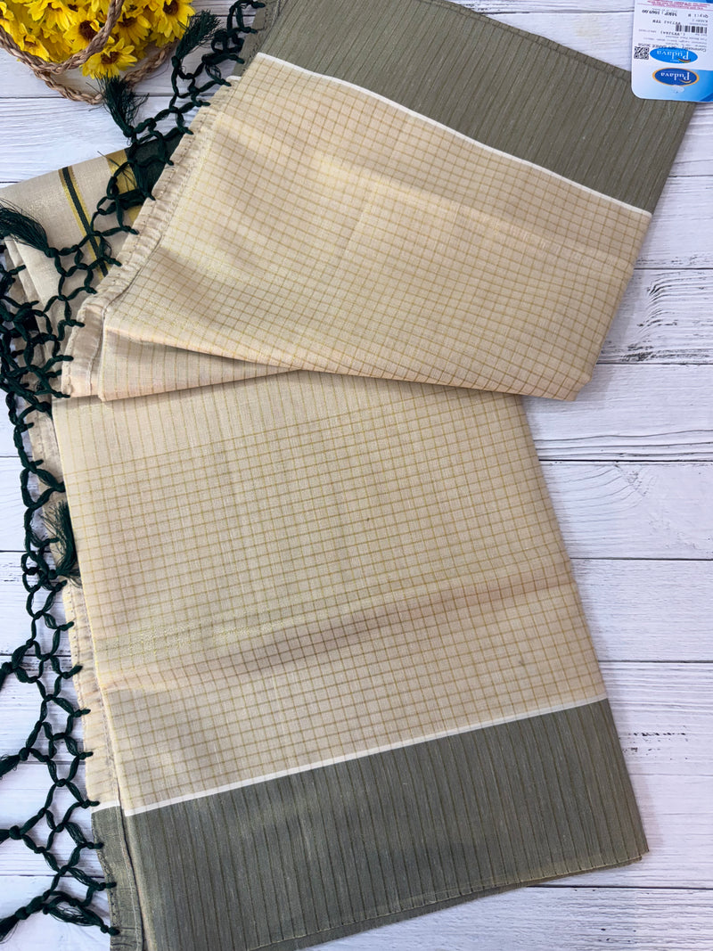 Kerala tissue saree- Gold checks