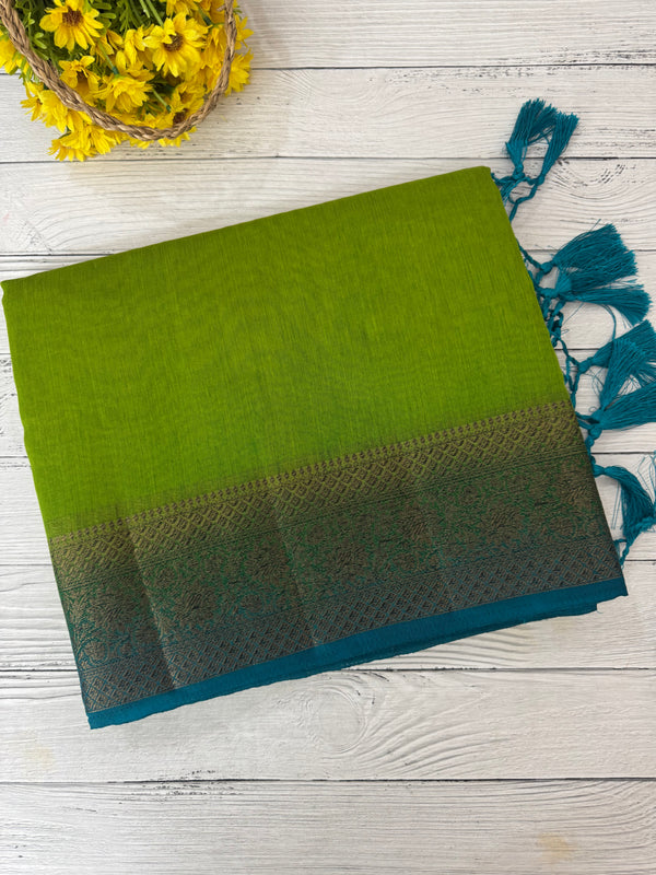 Jute silk sarees with contrast pallu & blouse MJL396