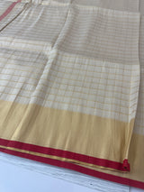 Tissue mix Soft silk saree with checks zari weaving MS8146