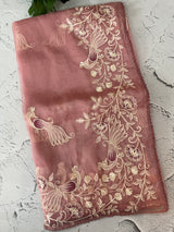 Tissue Organza saree with embroidery work MS15643