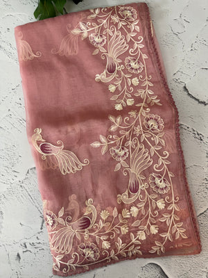 Tissue Organza saree with embroidery work MS15643