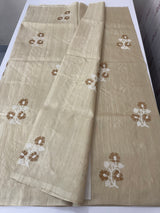 Crepe semi tussar silk saree with cross stitch embroidery-MSCS634