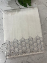Crushed Matka Blended Tussar silk saree with cutwork borders MS4890 White