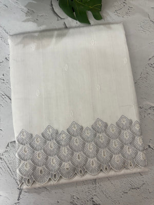 Crushed Matka Blended Tussar silk saree with cutwork borders MS4890 White