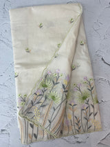 Mul chanderi embriodery saree with scalloped borders MSH176