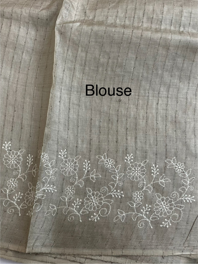 Pure desi tussar silk saree with embroidery(2) - MTSS659(1) Chiku