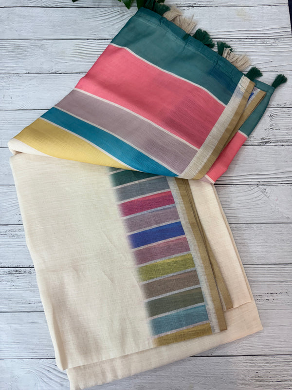 Rainbow semi Linen Saree MLS615- 16