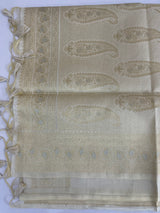 Soft Chanderi viscose silk saree with zari weaving MS1801- Cream