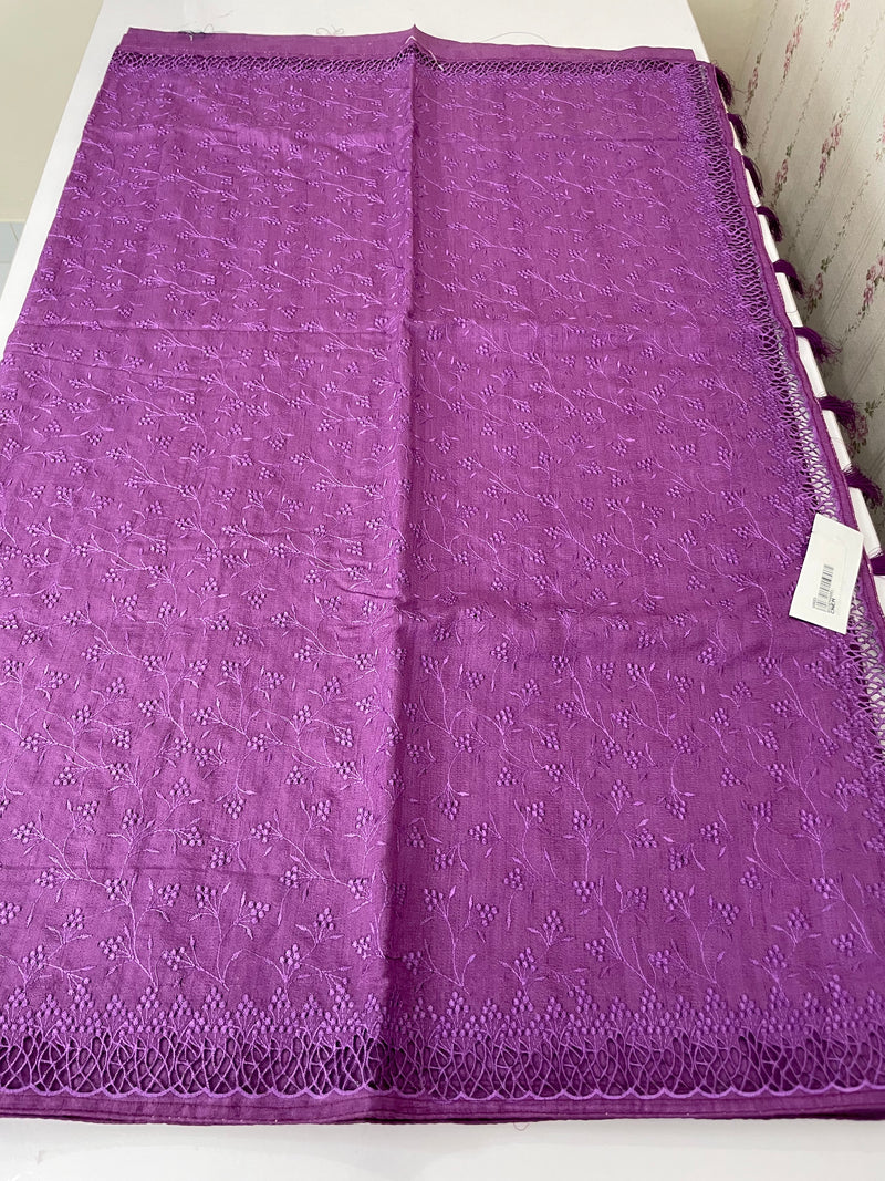 Cutwork Blended Jute - tussar saree MTS9079