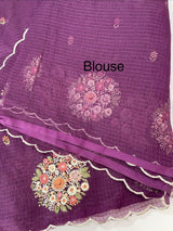 Kota checks saree with embroidery MS7645 Wine