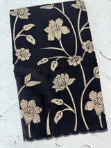 Malai chanderi saree with applique work MSM6201 Black