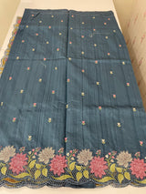 Cutwork Semi tussar saree with cross stitch embroidery MTSS855