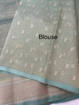 Tissue silk saree with border MS9453 DustyBlue