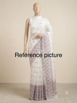 Glass tissue organza saree with embroidery MSF132 White to Lavender