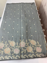 Applique and embroidery work Kota Silk saree MSH118 - Grey