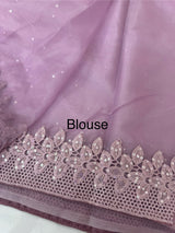 Soft Organza saree with cutwork borders and sequins work - MOS4551