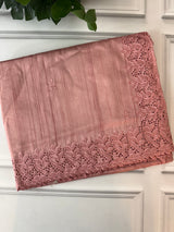 Blended tussar saree with cutwork - MSHK123 SoftPeach