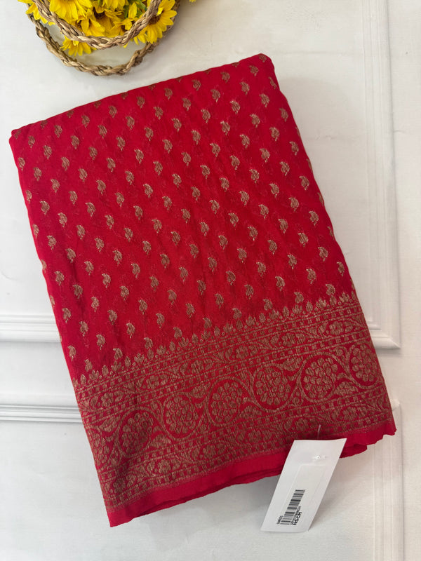 Banarasi viscose Georgette saree MKGS612- Red