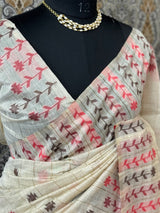 Jamdani silk Cotton Saree with blouse MS12551