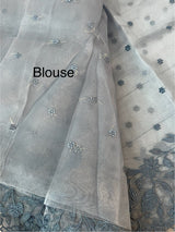 Tissue Organza saree with embriodery MS14638 DuskyBlue