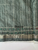 Blended tussar silk saree with french knots, sequence and kanta work - MS14855